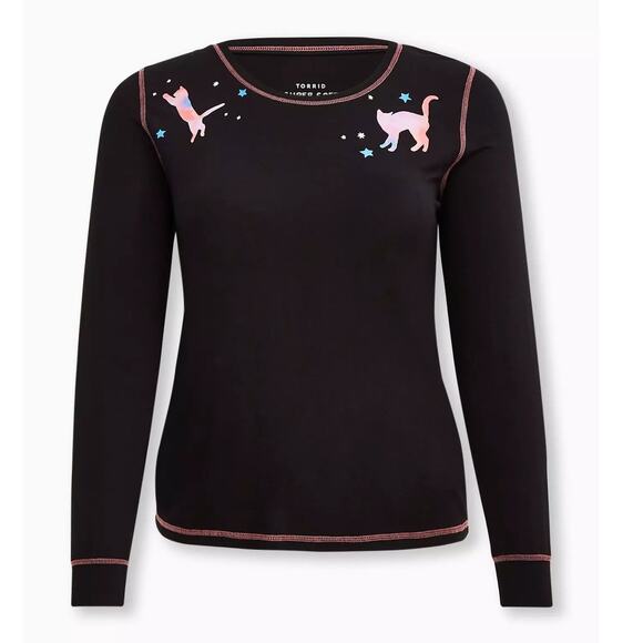 Torrid 1 (1X 14/16) Galaxy Space Kitty Cat Stars Super Soft Pajama Sleep T Shirt - Picture 3 of 4